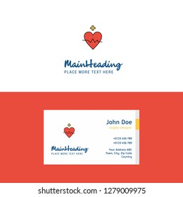 Flat Heart rate Logo and Visiting Card Template. Busienss Concept Logo Design