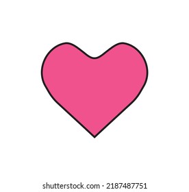 Flat Heart Shape Icon Illustration