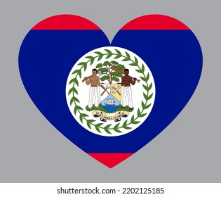flat heart shaped Illustration of Belize flag