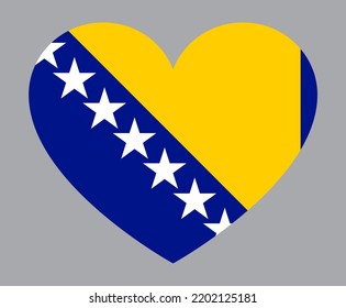 flat heart shaped Illustration of Bosnia and Herzegovina flag