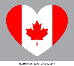 flat heart shaped Illustration of Canada flag