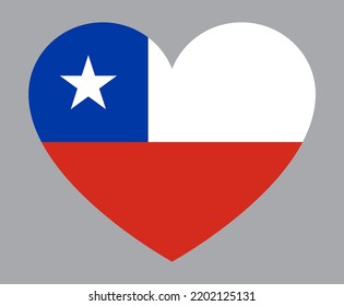 bandera de Chile en forma de corazón plano