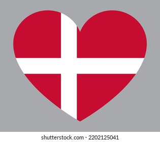 flat heart shaped Illustration of Denmark flag