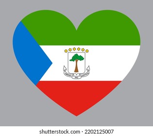 flat heart shaped Illustration of Equatorial Guinea flag