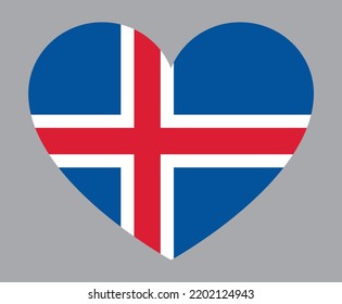 flat heart shaped Illustration of Iceland flag