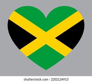 flat heart shaped Illustration of Jamaica flag