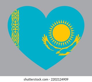 flat heart shaped Illustration of Kazakhstan flag