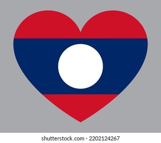 bandera de Laos en forma de corazón plano