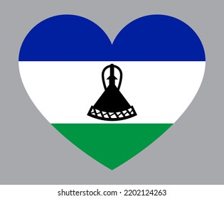 bandera de Lesotho con forma de corazón llano