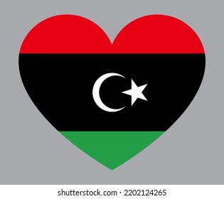 flat heart shaped Illustration of Libya flag