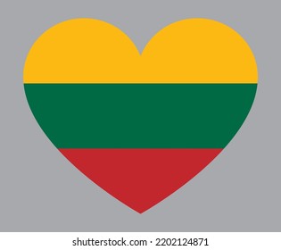 flat heart shaped Illustration of Lithuania flag