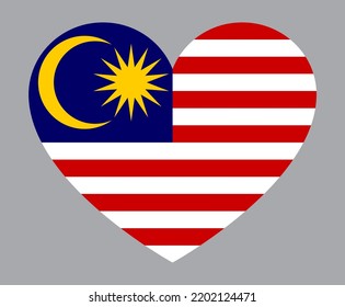 flat heart shaped Illustration of Malaysia flag