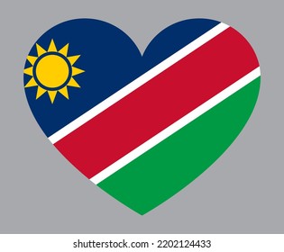 flat heart shaped Illustration of Namibia flag