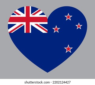 flat heart shaped Illustration of New Zealand flag