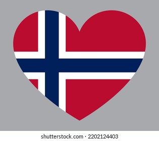 bandera de Noruega en forma de corazón plano