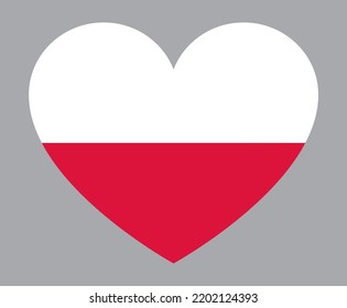 flat heart shaped Illustration of Poland flag