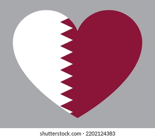 flat heart shaped Illustration of Qatar flag