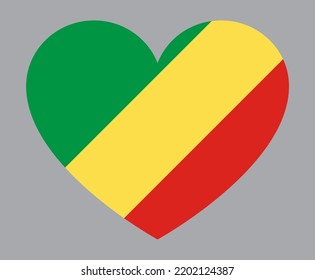flache, herzförmige Illustration der Flagge der Republik Kongo