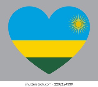 flat heart shaped Illustration of Rwanda flag