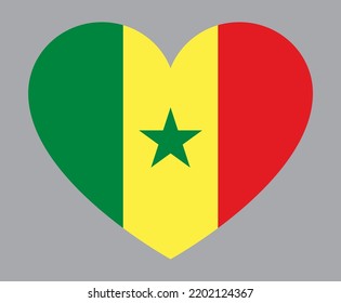 flat heart shaped Illustration of Senegal flag