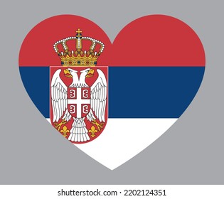 flat heart shaped Illustration of Serbia flag