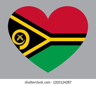 flache, herzförmige Illustration der Vanuatu-Flagge