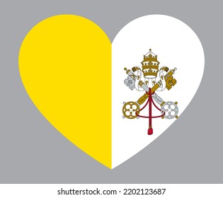 Flat Heart Shaped Illustration Of Vatican City Or Holy See Flag