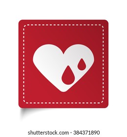 Flat Heart Water icon on red sticker