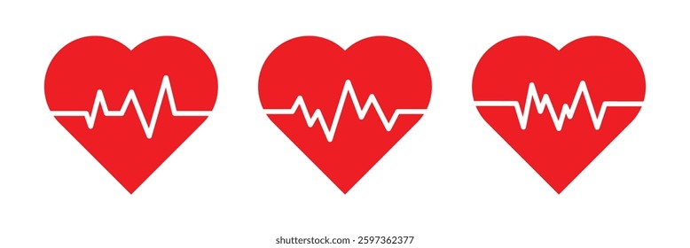 Flat Heartbeat Icon with Pulse Line