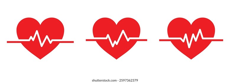 Flat Heartbeat Icon with Pulse Line