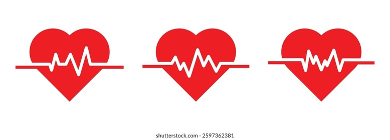 Flat Heartbeat Icon with Pulse Line