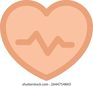 Flat Heartbeat Line Illustration in Warm Tone