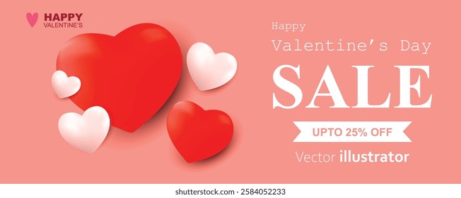 Flat hearts valentine sale banner design. Templates for social media posts backgrounds, cover, poster, banners, marketing, sales promotion 
