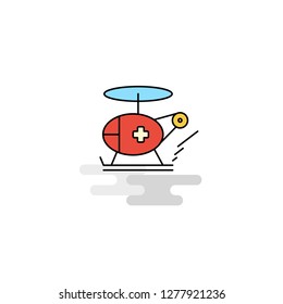 Flat Helicopter ambulance  Icon. Vector