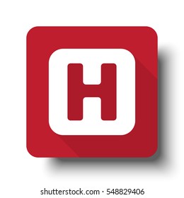 Flat Helicopter Platform web icon on red button with drop shadow