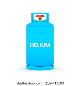 Flat Helium Cylinder. Metal Tank With Liquefied Helium. Vector Stock Illustration.