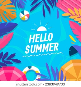 Flat hello summer illustration vector design in eps 10