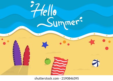 Flat Hello Summer Time Illustration, Background Summer Time