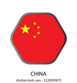 Flat hexagon Flagge von China Symbol. Einfache Schaltfläche einzeln. Eps10 Vektorgrafik.