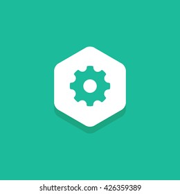 Flat Hexagon Gear icon and Symbol