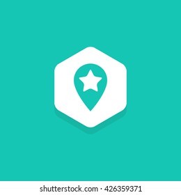 Flat Hexagon Location icon and Symbol