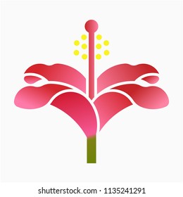 Flat Hibiscus Flower Pixel Perfect Vector Icon