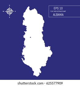 Flat high detailed Albania map. Template for your design works. Vector illustration.