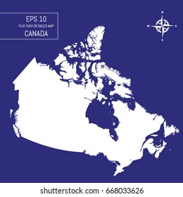 Flat high detailed Canada map. Template for your design works. Vector illustration.