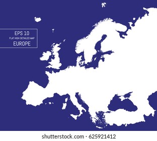 Flat high detailed Europe map. Template for your design works. Vector illustration.