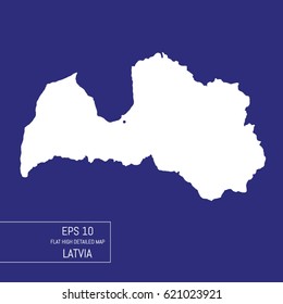Flat high detailed Latvia map. Template for your design works. Vector illustration.