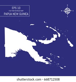 Flat high detailed Papua New Guinea map. Template for your design works. Vector illustration.