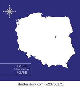 Flat high detailed Poland map. Template for your design works. Vector illustration.