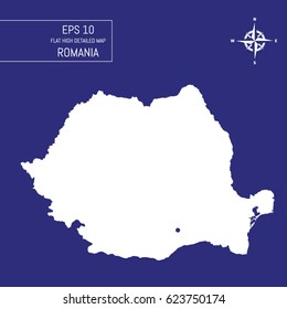Flat high detailed Romania map. Template for your design works. Vector illustration.