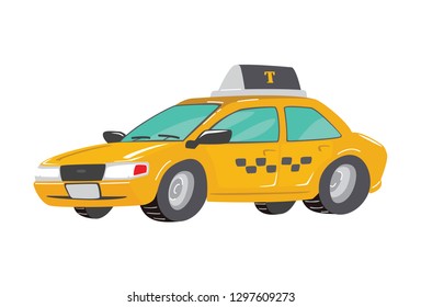 Flat high quality city service Car taxi. Toy Taxi Car. Funny cute hand drawn cartoon Taxi Illustration. Toy Taxi. Toy Vehicles for Boys. Vector illustration